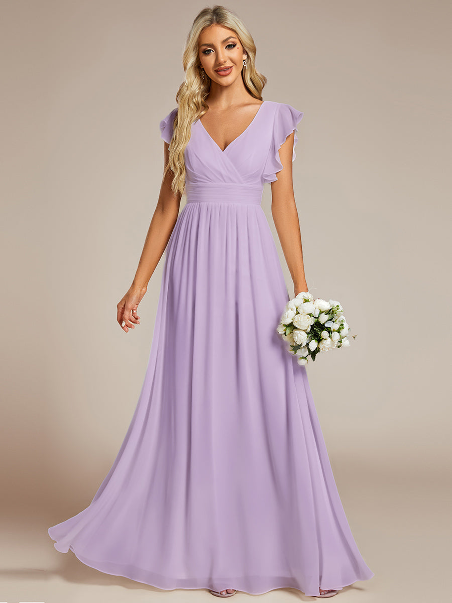 Robe Demoiselle d’Honneur Longue en Mousseline Dos Ouvert Élégant