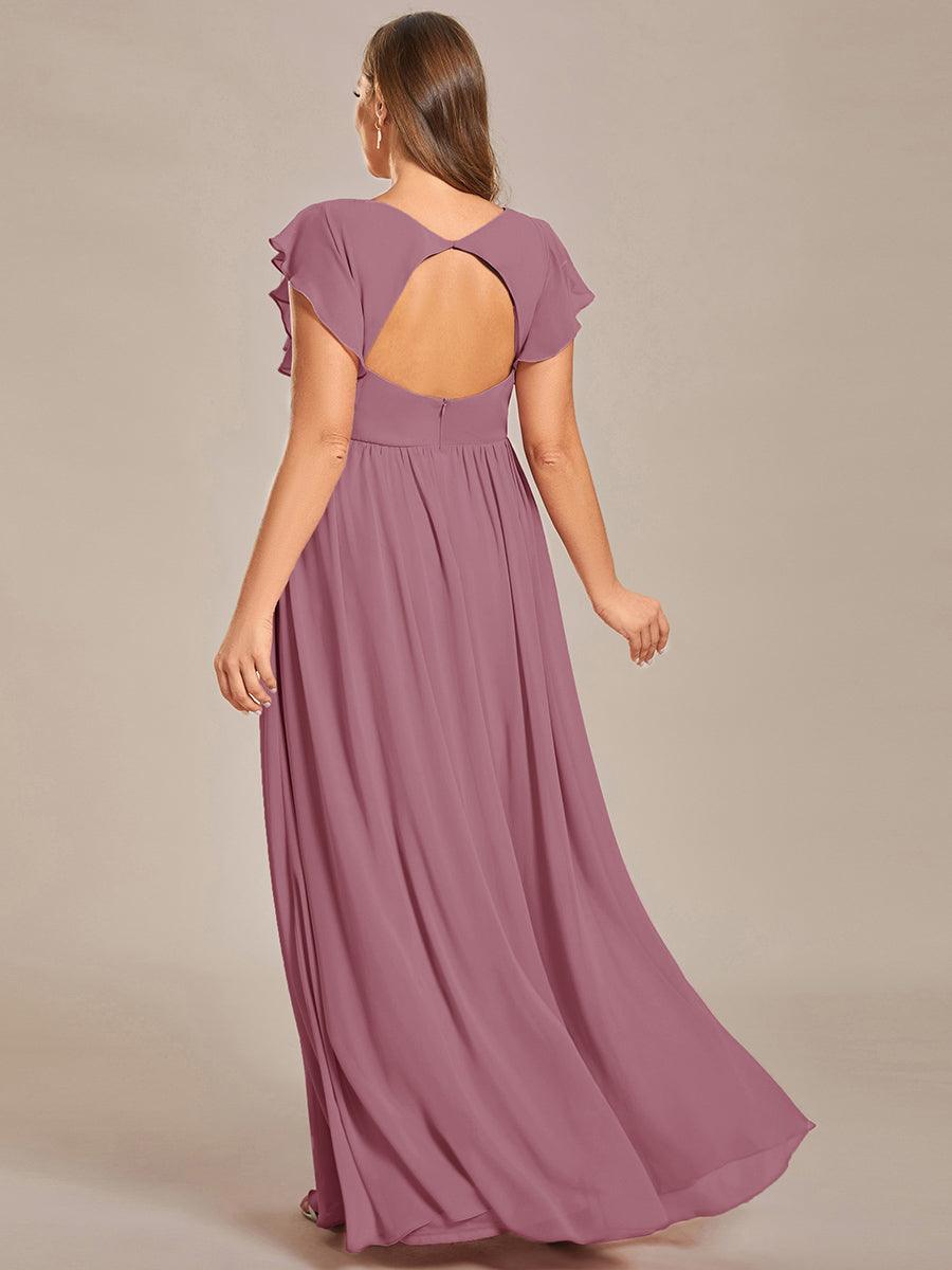 Robe Demoiselle d’Honneur Longue en Mousseline Dos Ouvert Élégant