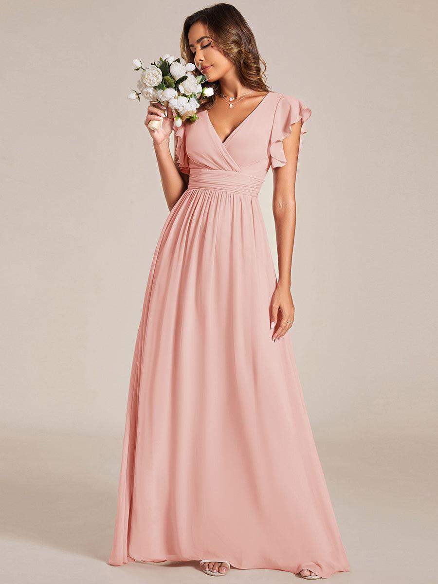 Robe Demoiselle d’Honneur Longue en Mousseline Dos Ouvert Élégant