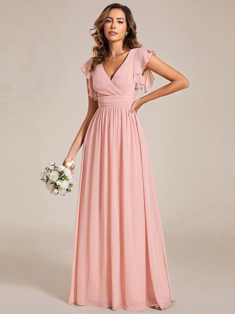 Robe Demoiselle d’Honneur Longue en Mousseline Dos Ouvert Élégant