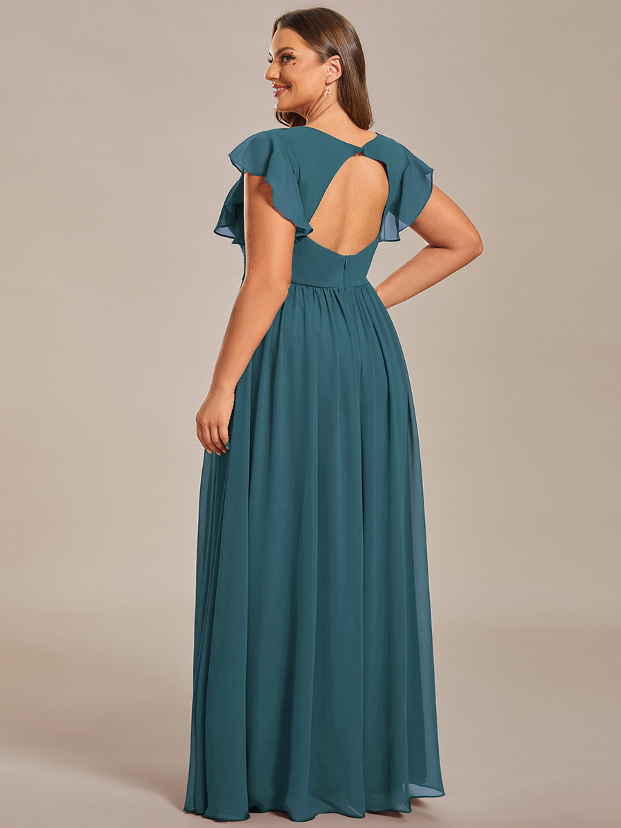 Robe Demoiselle d’Honneur Longue en Mousseline Dos Ouvert Élégant