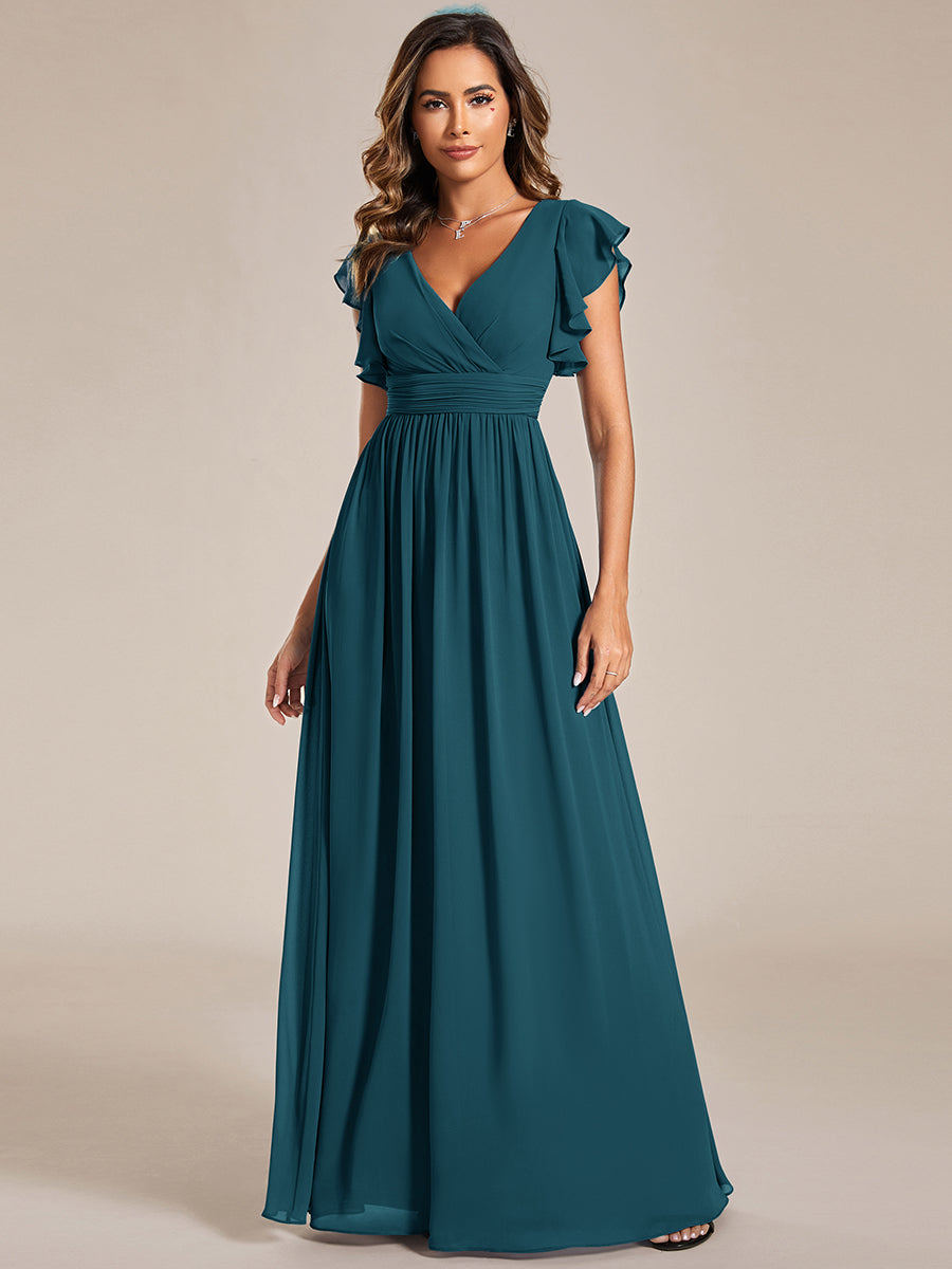 Robe Demoiselle d’Honneur Longue en Mousseline Dos Ouvert Élégant