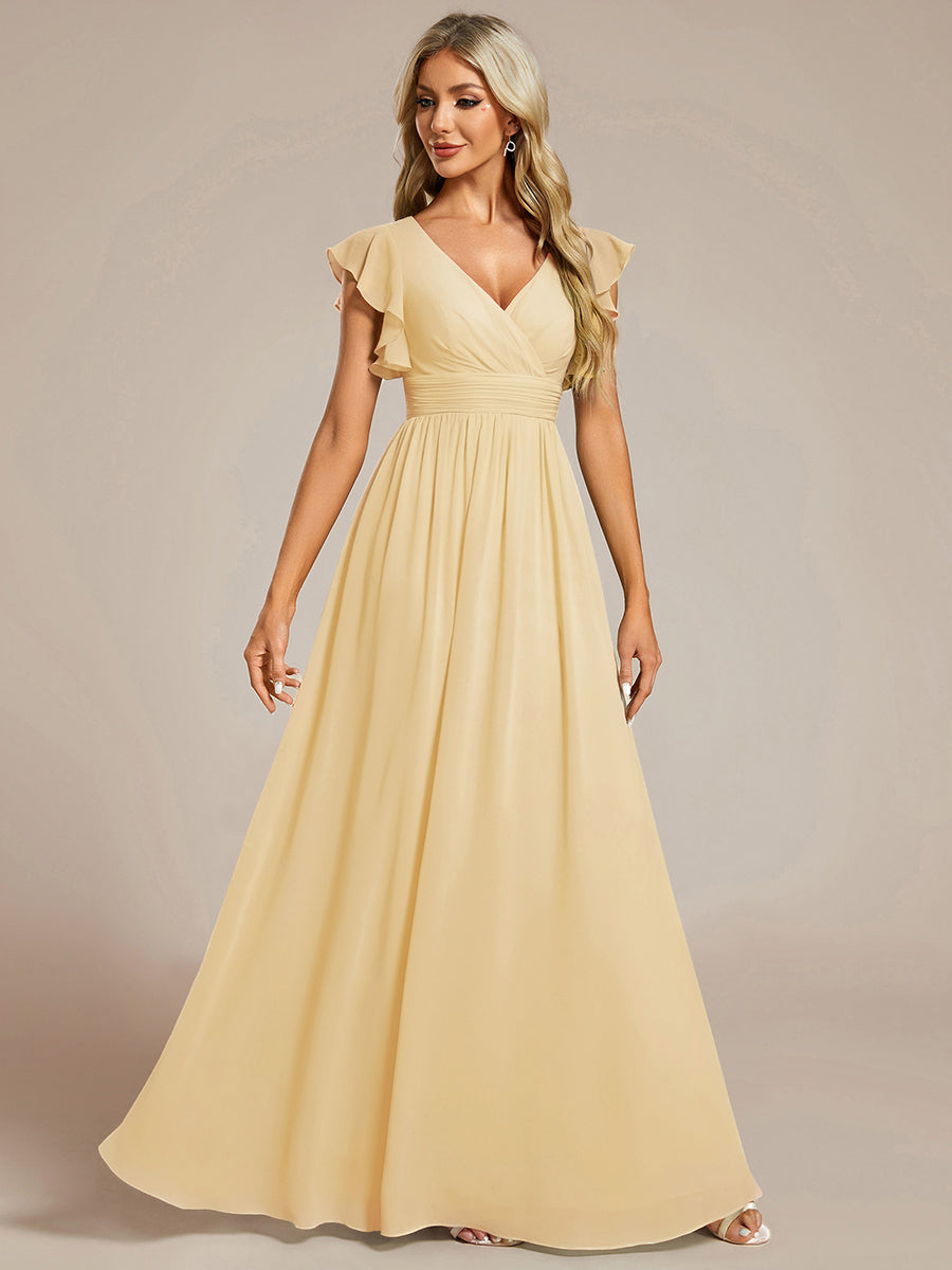 Robe Demoiselle d’Honneur Longue en Mousseline Dos Ouvert Élégant