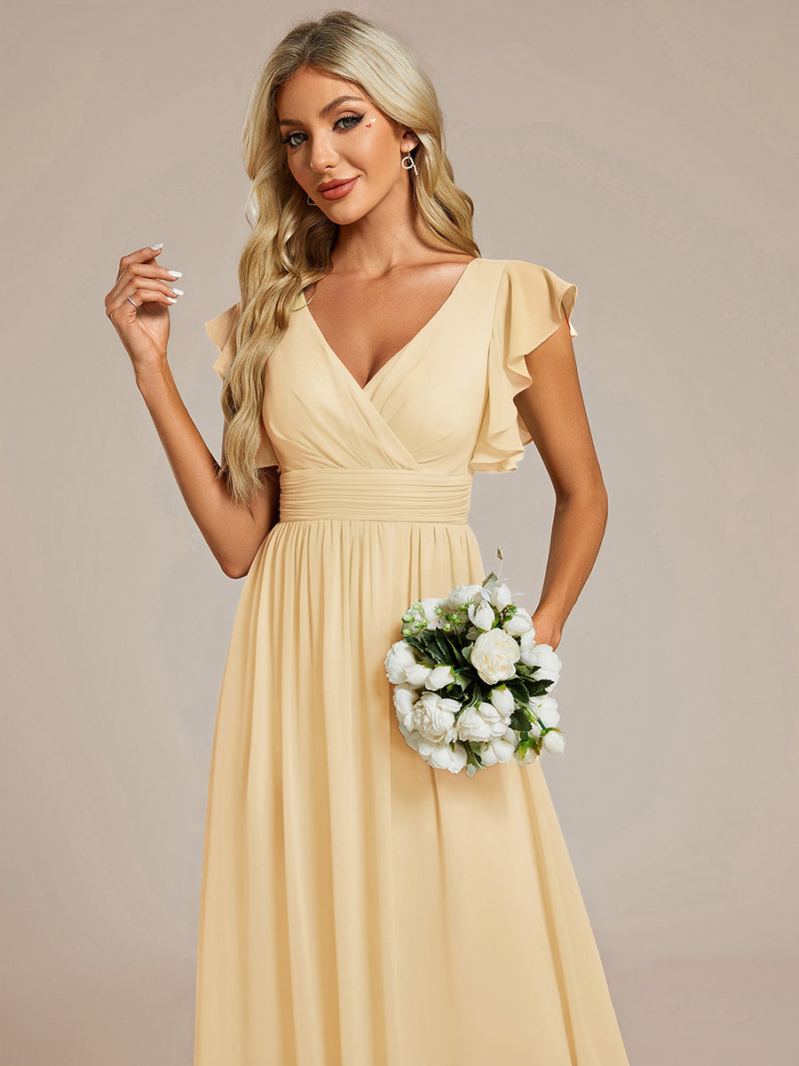 Robe Demoiselle d’Honneur Longue en Mousseline Dos Ouvert Élégant