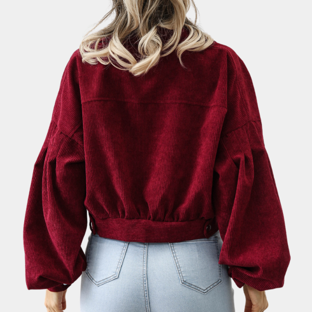 Veste Courte Femme En Velours Côtelé Coupe Moderne Boutonnée Usage Quotidien
