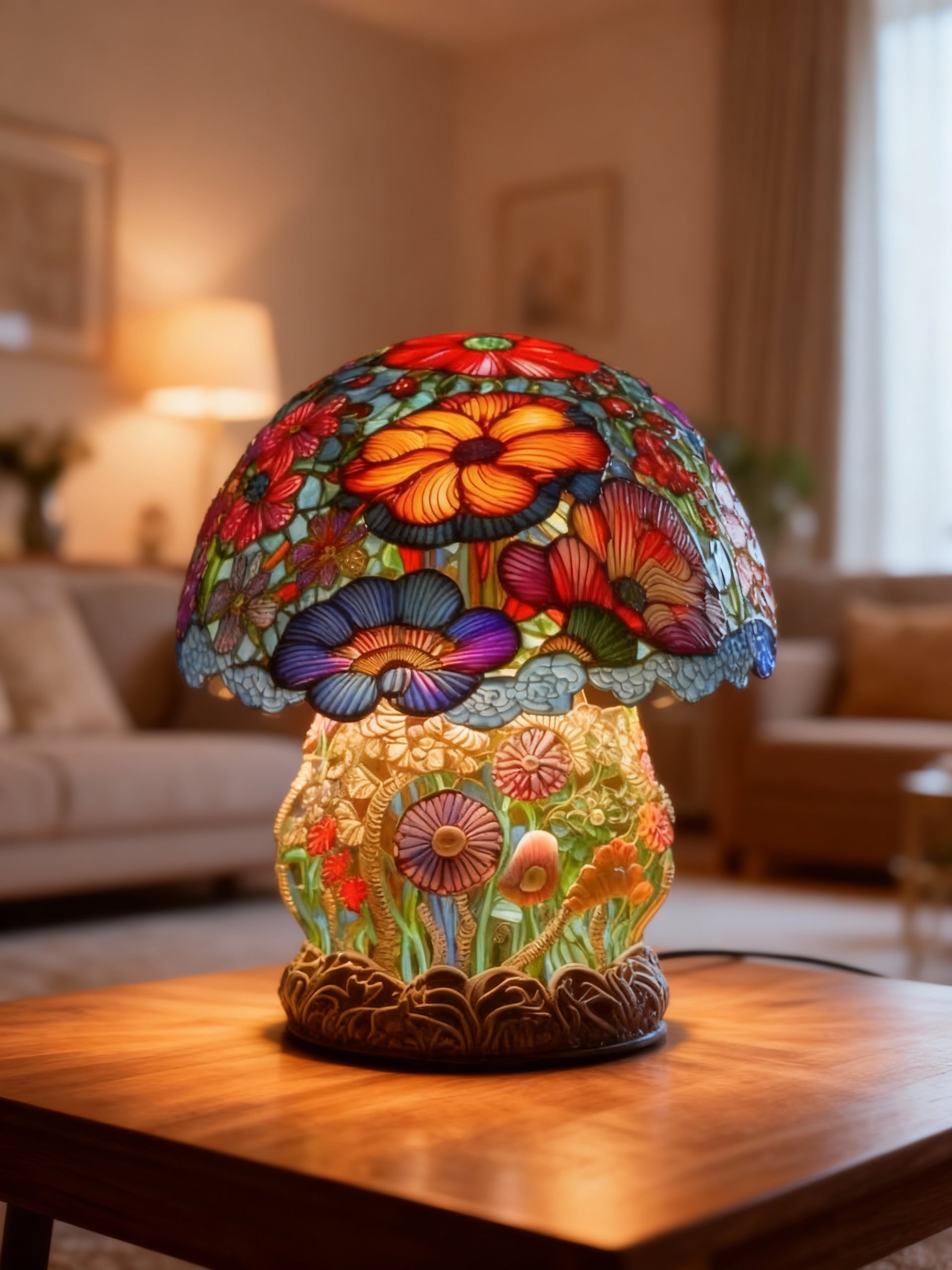 Lampe champignon florale décorative – Lumière douce colorée, design artistique