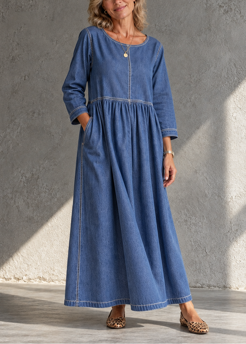 Robe midi femme en denim vintage