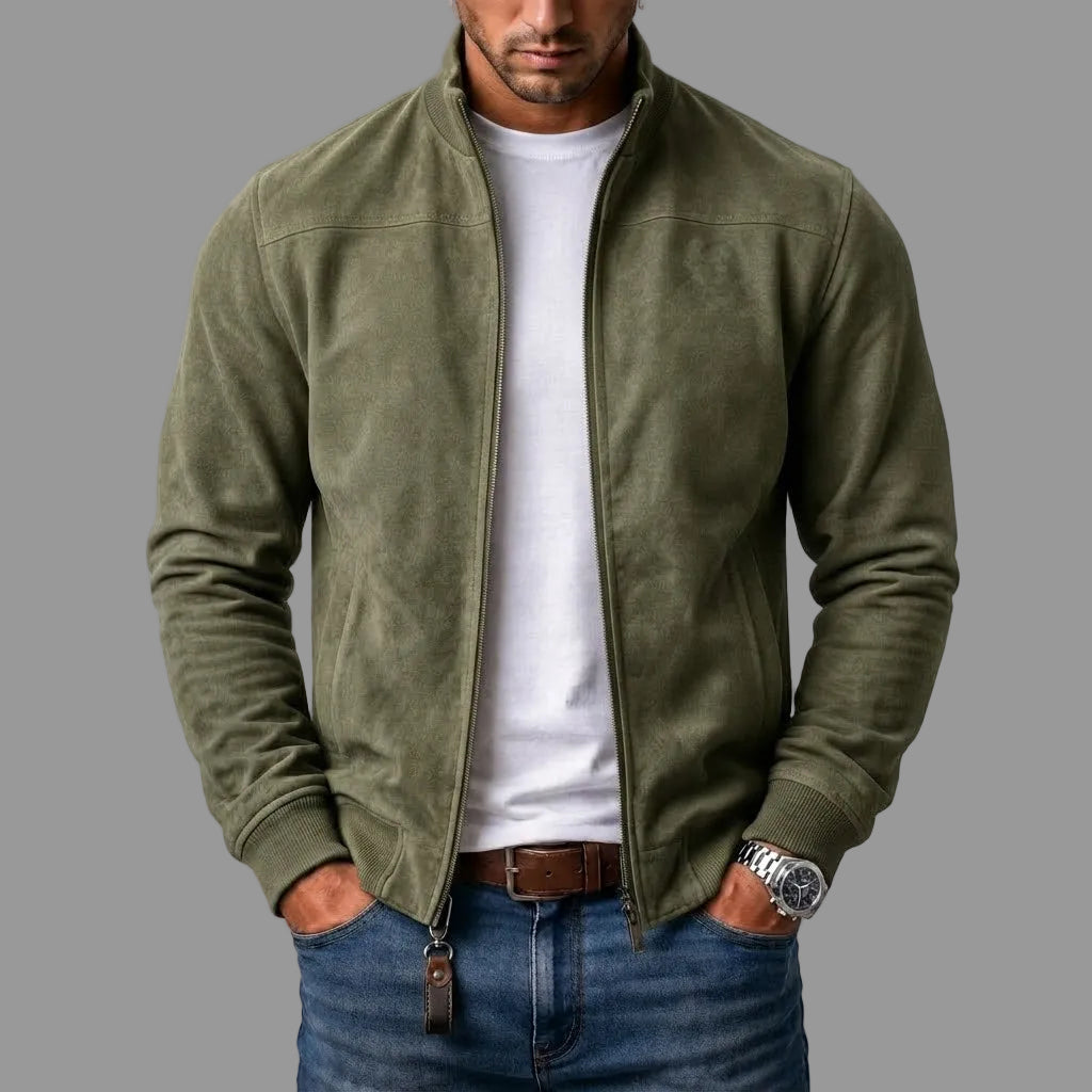 Blouson homme effet daim avec fermeture zippée