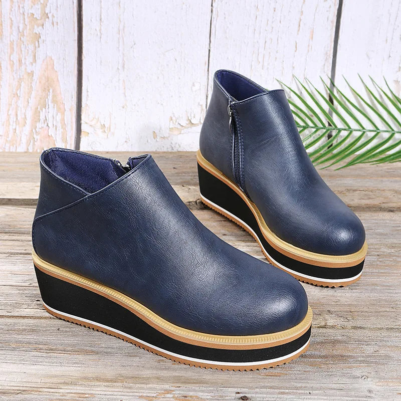 Bottines femme compensées à zip latéral
