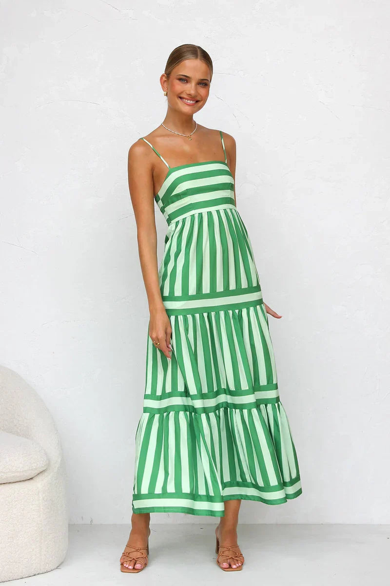 Robe Femme Rayée Longue Bretelles Coupe Fluide Été Élégante