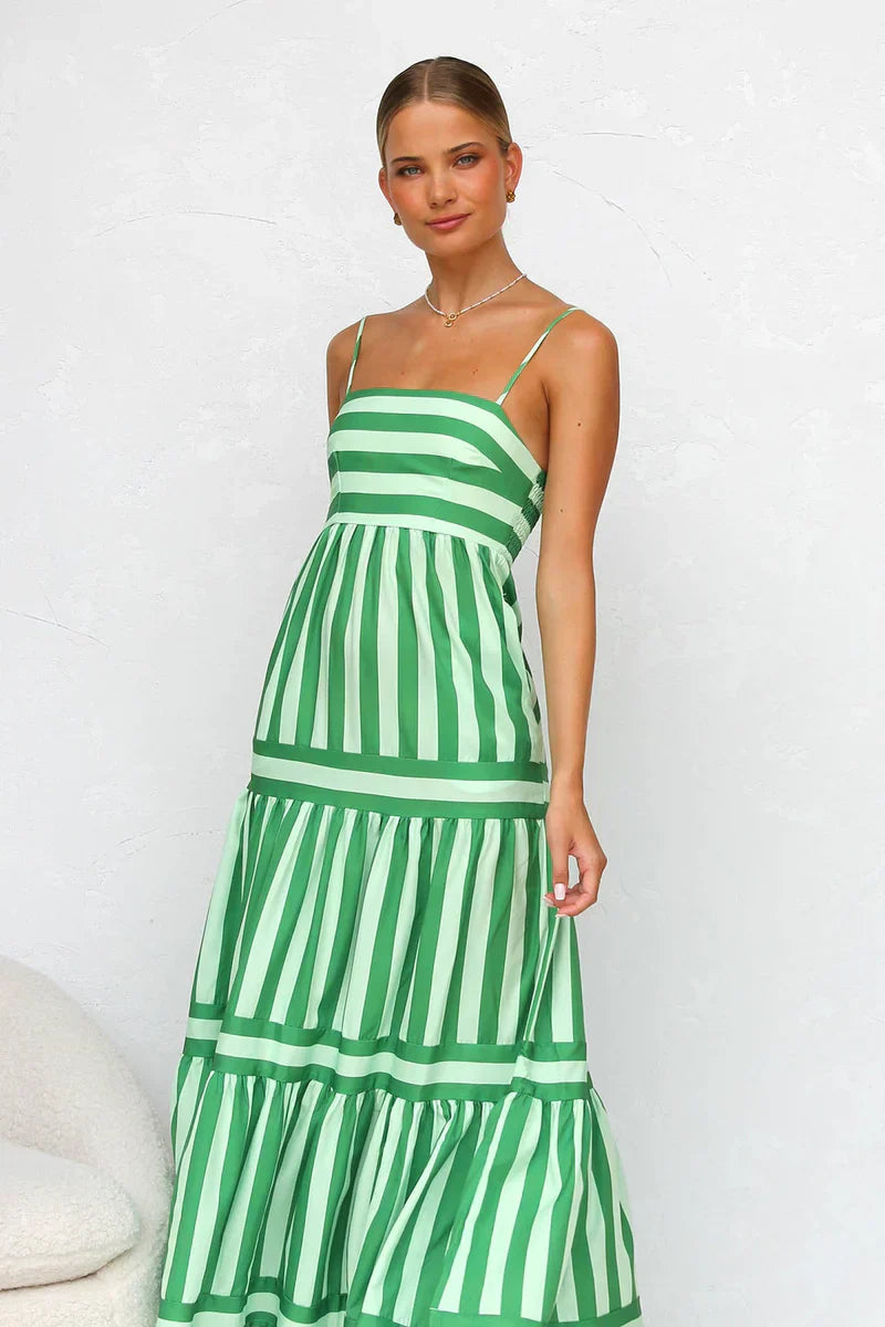 Robe Femme Rayée Longue Bretelles Coupe Fluide Été Élégante