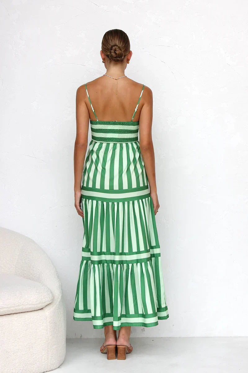 Robe Femme Rayée Longue Bretelles Coupe Fluide Été Élégante