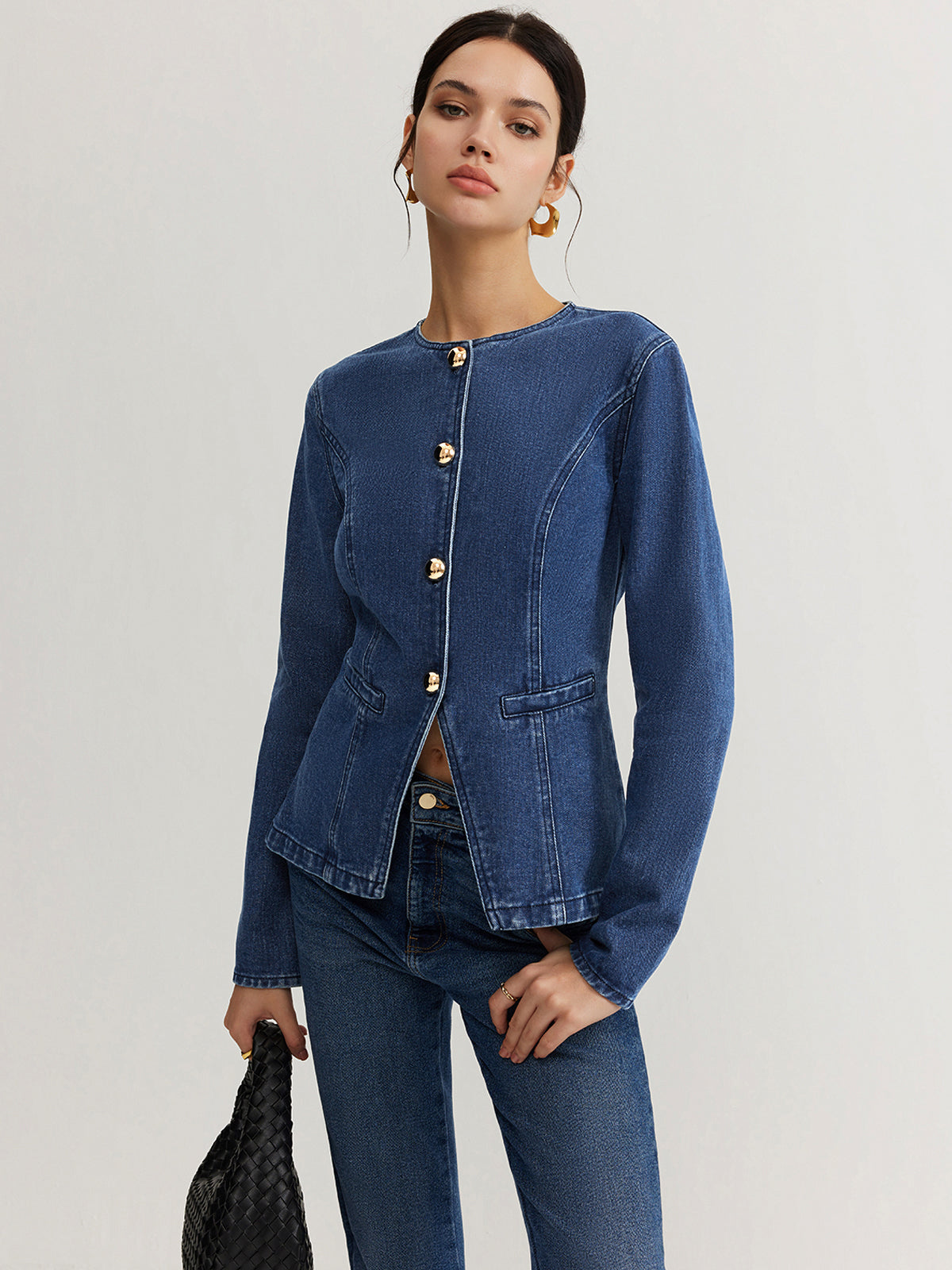 Veste Denim Cintrée Femme – Élégance Structurée Moderne