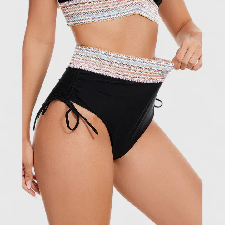 Bikini Deux Pièces Femme Halter Col V Bande Crochet Liens Latéraux
