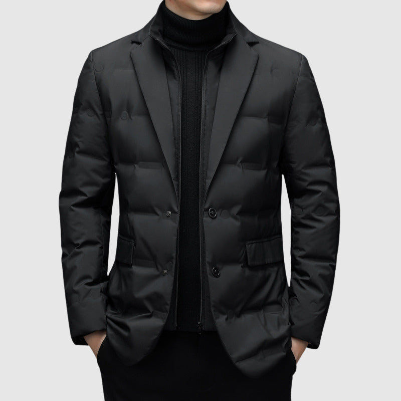 Blazer Homme Matelassé Hiver à Revers Élégant