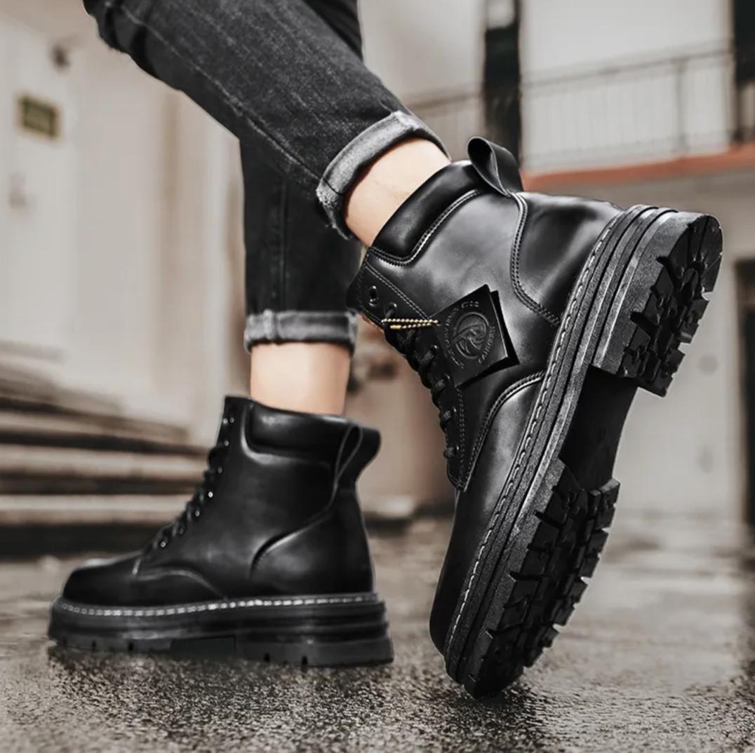Bottines Homme à Lacets Tige Haute Semelle Épaisse