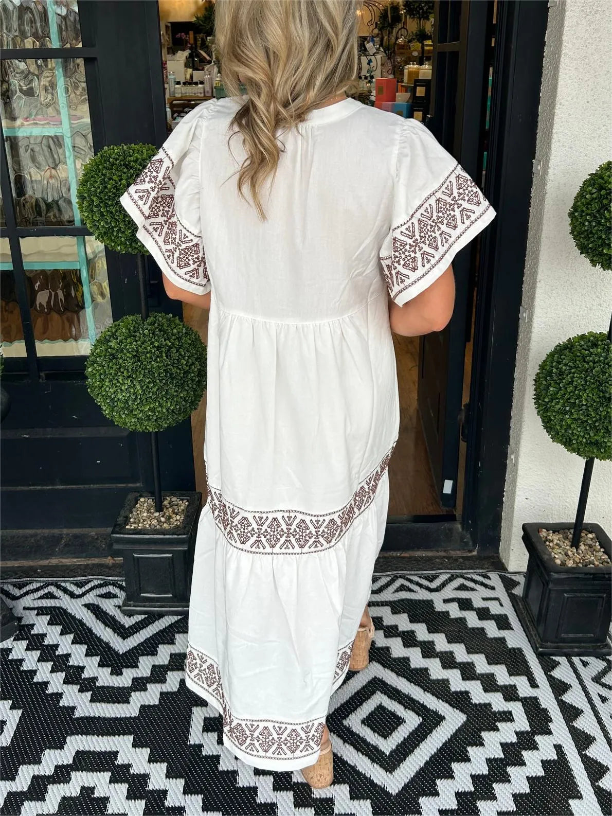 Robe Femme Longue Bohème Col V Coupe Fluide Confort Été