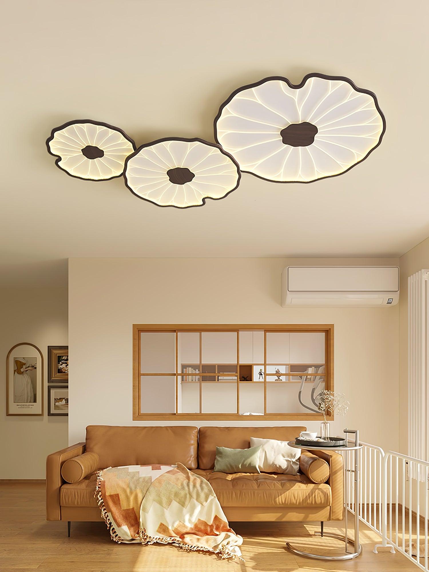 Solara Plafonnier Feuille de Lotus avec Finition Bois