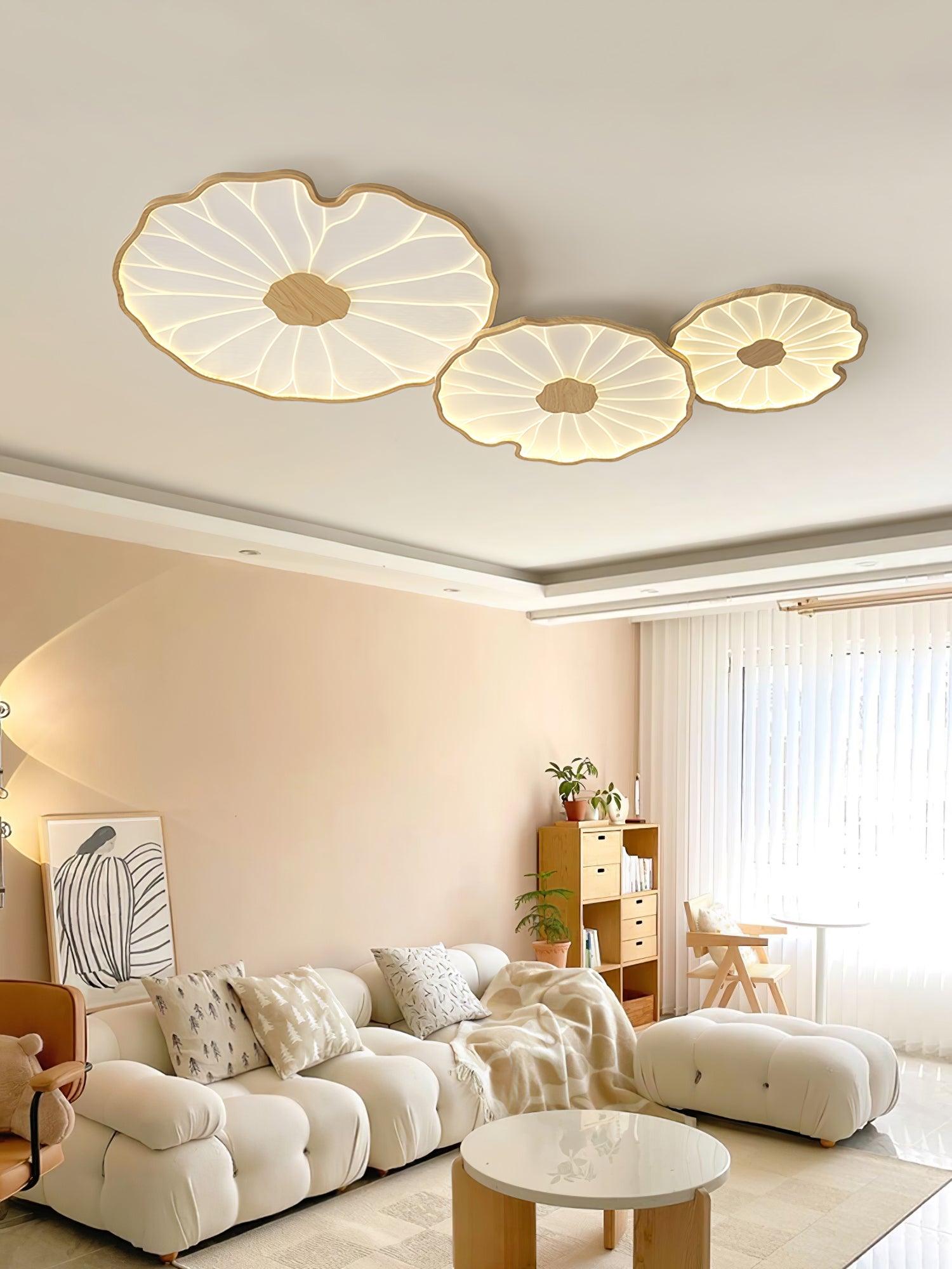 Solara Plafonnier Feuille de Lotus avec Finition Bois