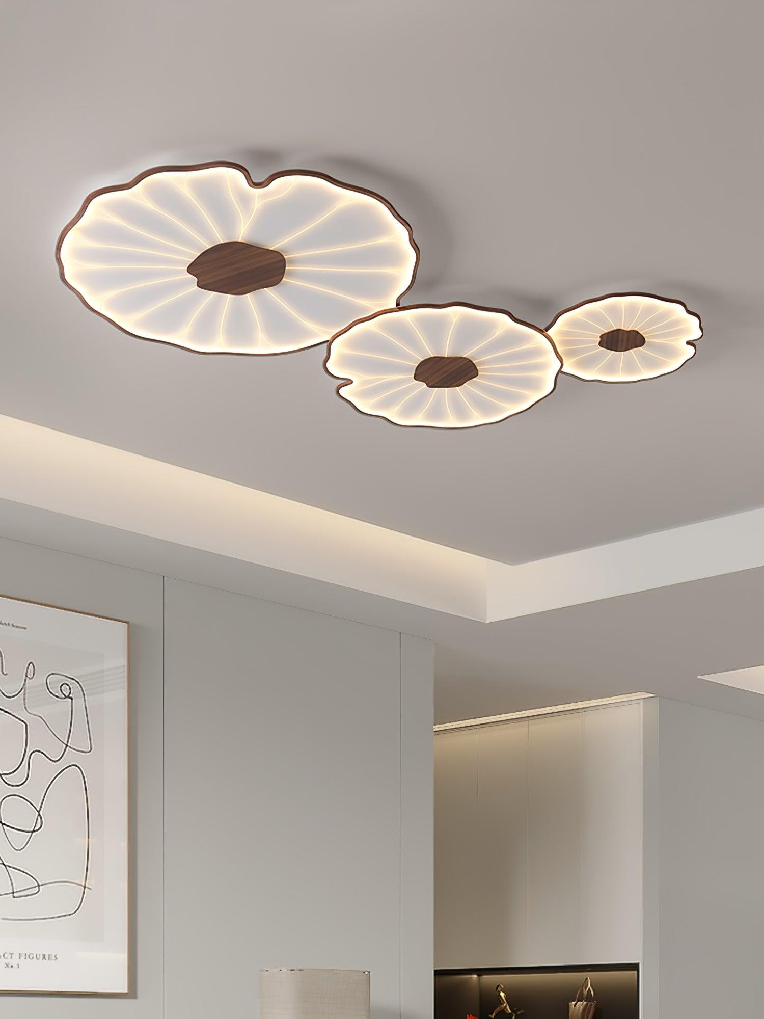 Solara Plafonnier Feuille de Lotus avec Finition Bois