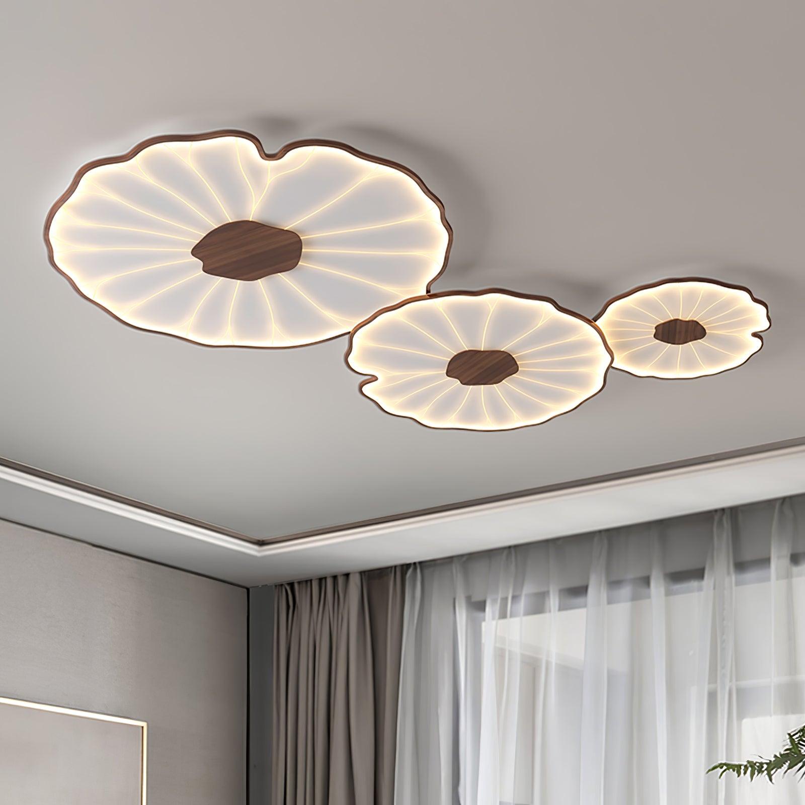 Solara Plafonnier Feuille de Lotus avec Finition Bois