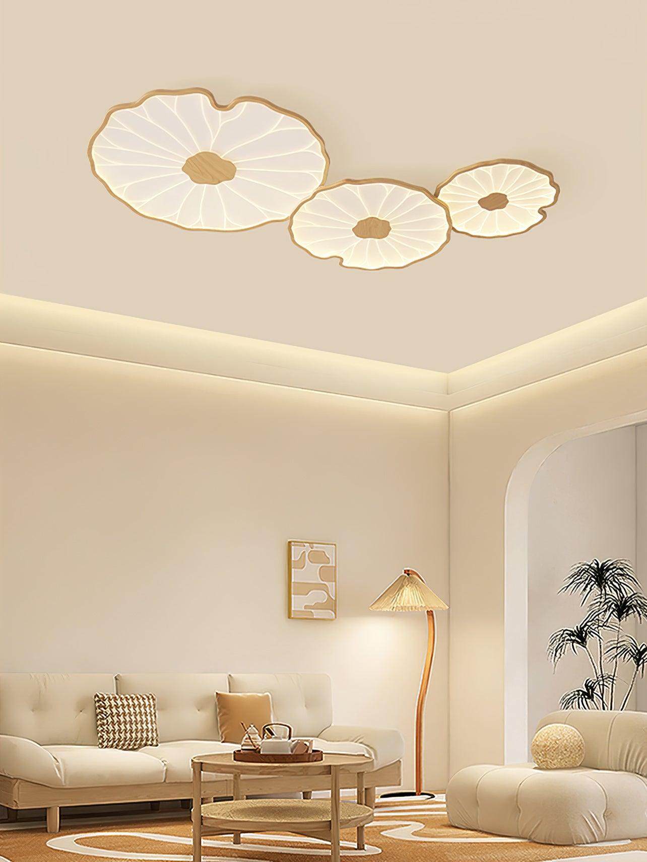 Solara Plafonnier Feuille de Lotus avec Finition Bois