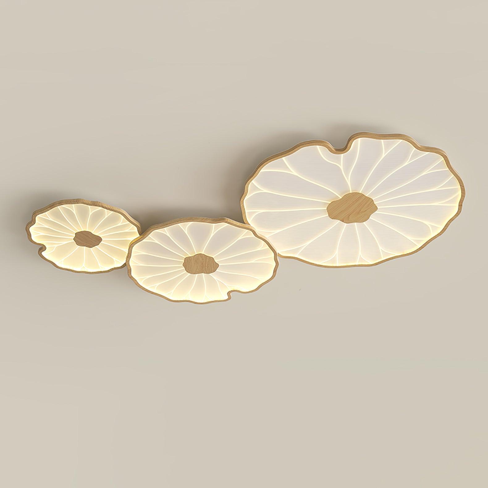 Solara Plafonnier Feuille de Lotus avec Finition Bois