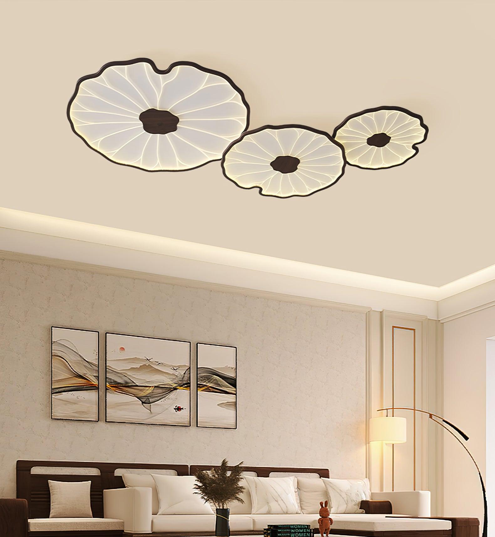 Solara Plafonnier Feuille de Lotus avec Finition Bois