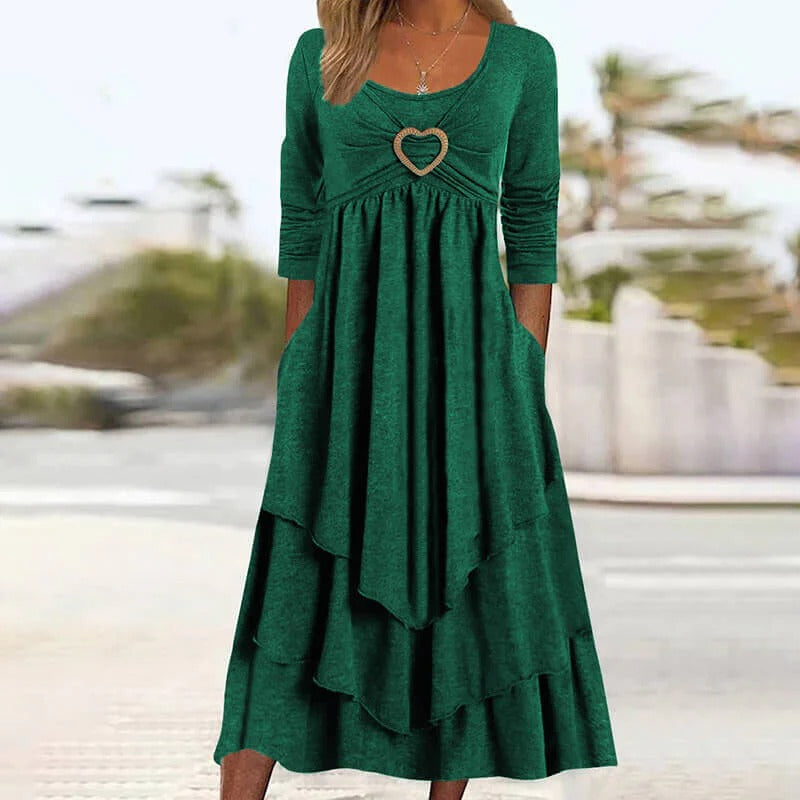 Robe midi femme superposée avec détail cœur