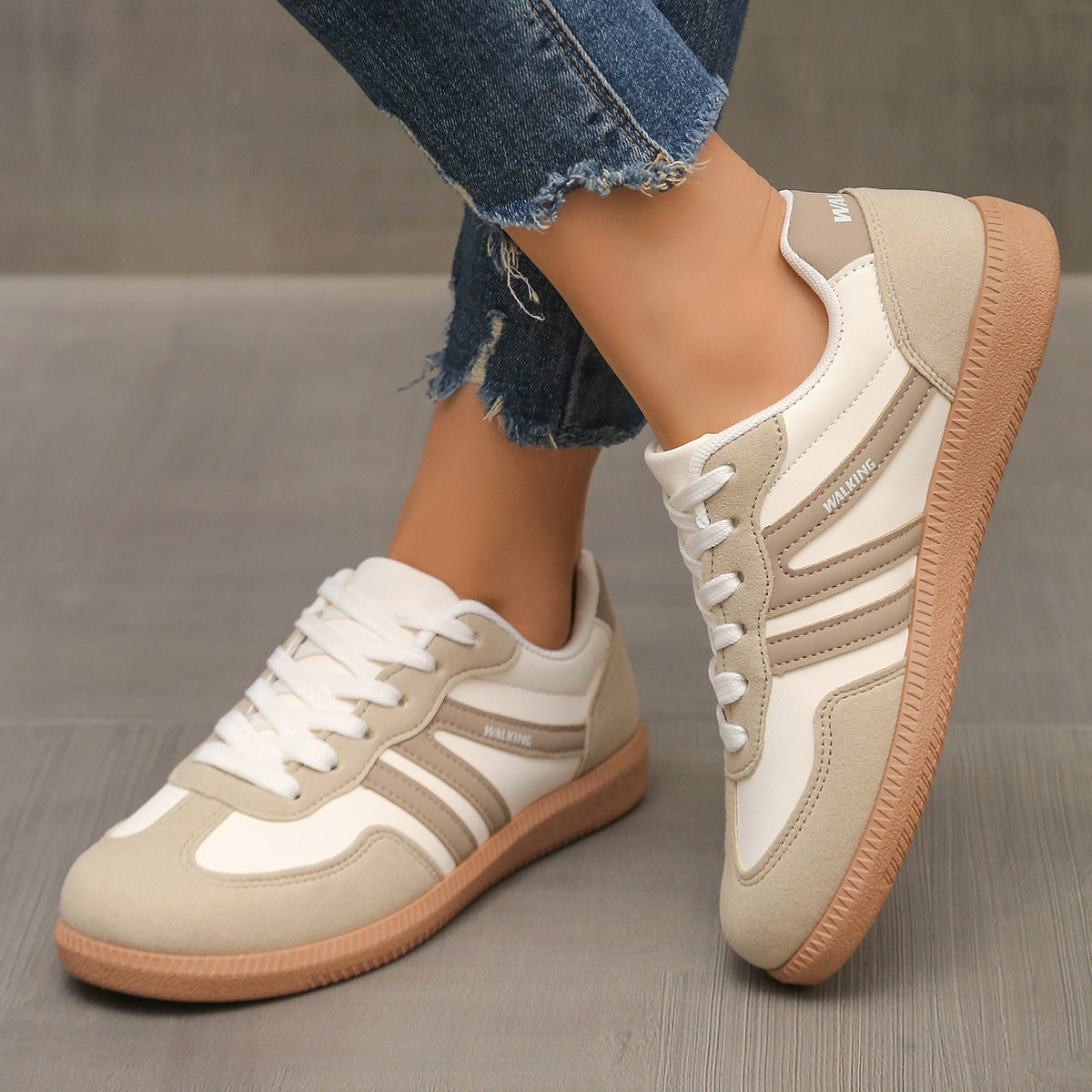 Baskets femme léopard à lacets avec semelle confortable