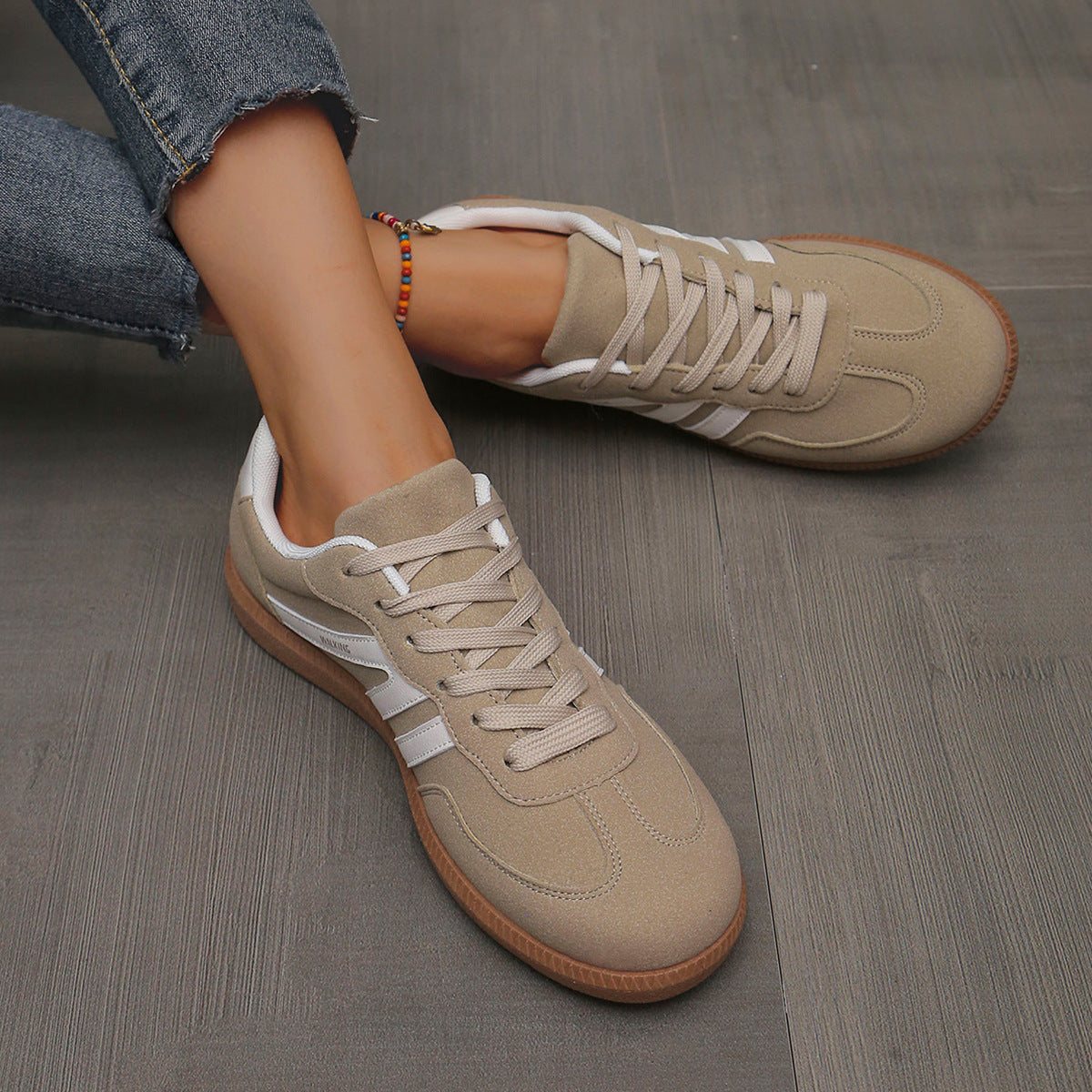 Baskets femme léopard à lacets avec semelle confortable