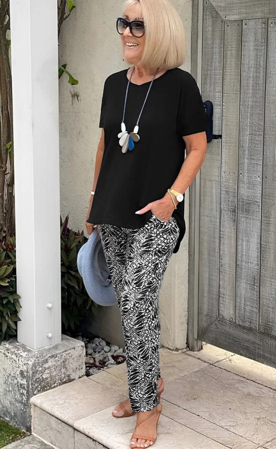 Ensemble Femme Décontracté Coton avec Pantalon Imprimé Fluide