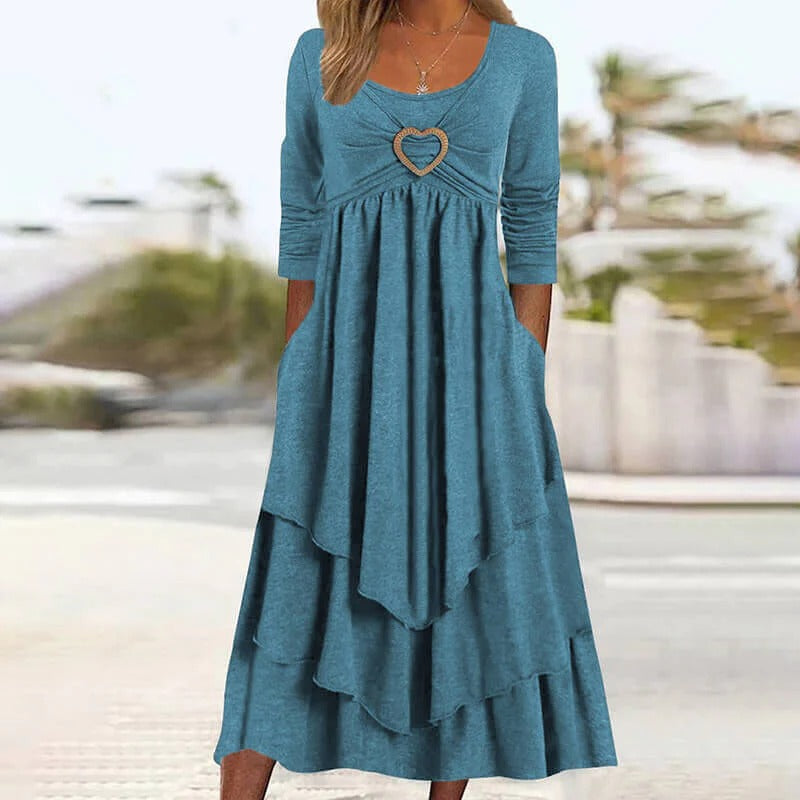 Robe midi femme superposée avec détail cœur