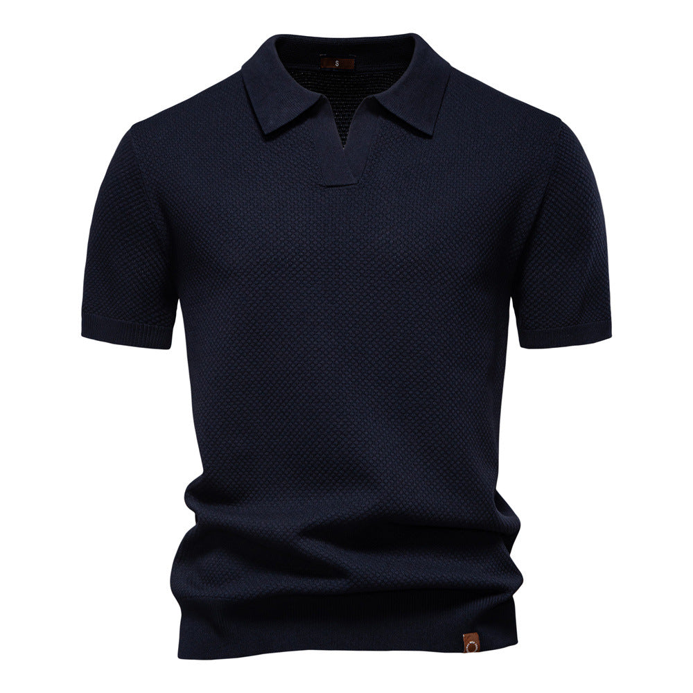 Polo homme structuré avec col ouvert moderne élégant