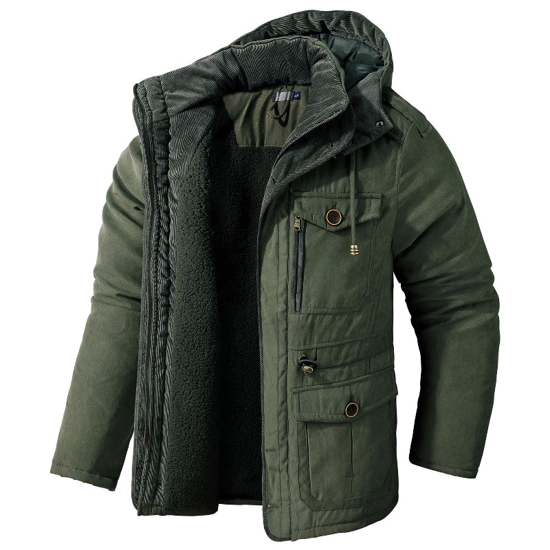 Parka homme chaude à capuche amovible