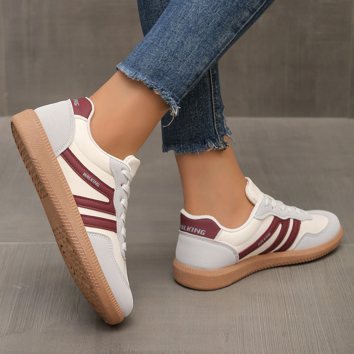 Baskets femme léopard à lacets avec semelle confortable
