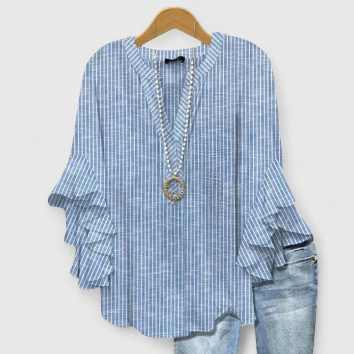 Blouse Femme Bohème à Imprimé Floral et Manches Volantées