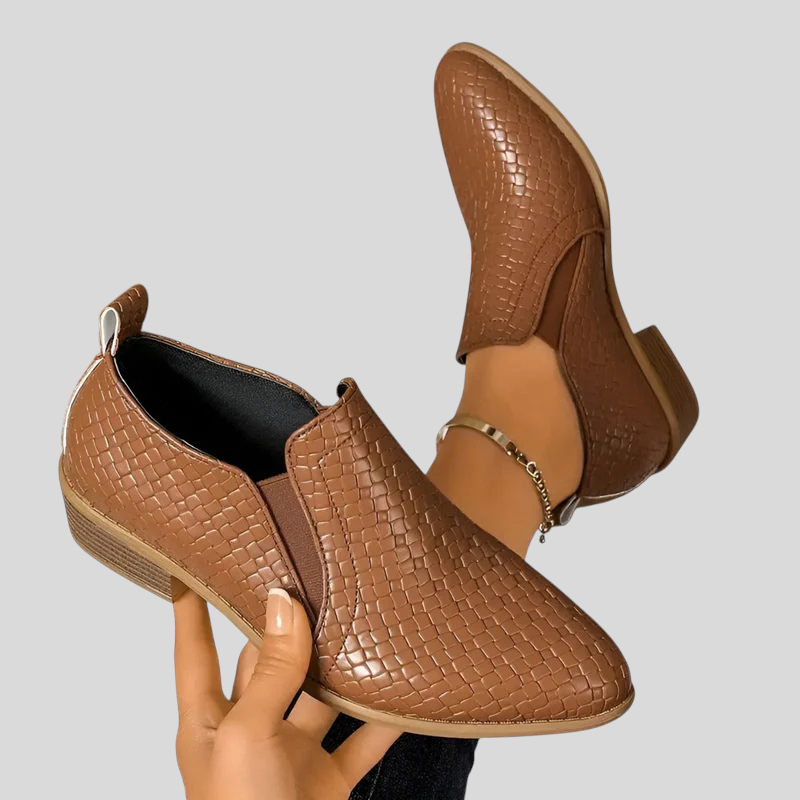 Bottines femme tressées à talon bloc stable