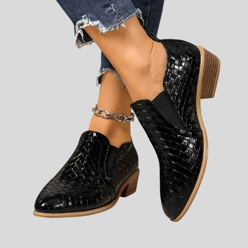 Bottines femme tressées à talon bloc stable
