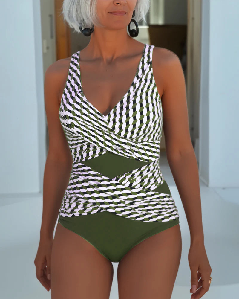 Maillot de Bain Sculptant Élégant avec Détail Croisé