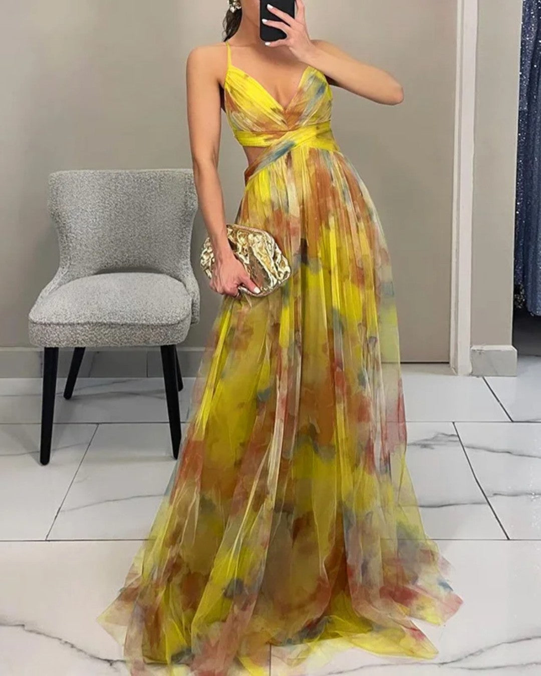 Robe Femme Maxi Fluide Élégante Bretelles Coupe Légère
