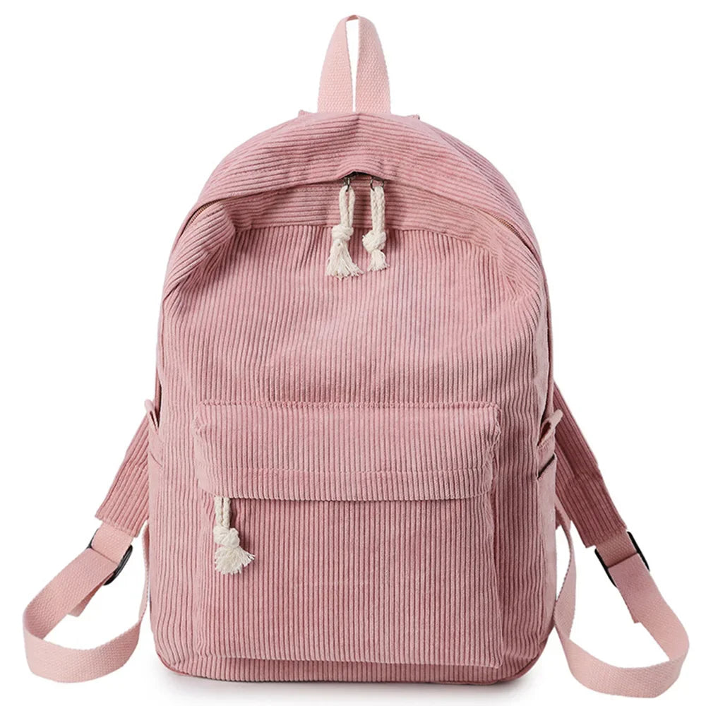 Sac à dos scolaire unisexe en velours côtelé – Cartable, sac d’école pour cours et usage quotidien