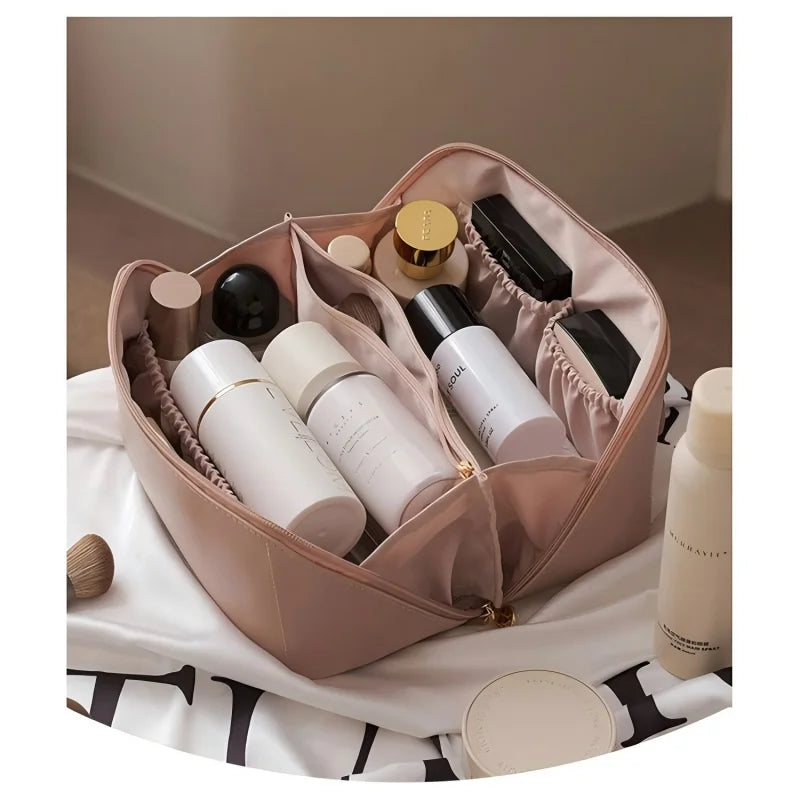 Trousse de toilette femme luxe avec poignée et fermeture zippée