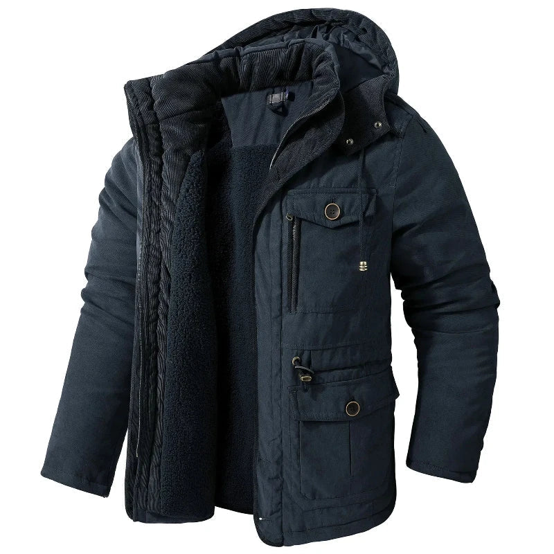 Parka homme chaude à capuche amovible