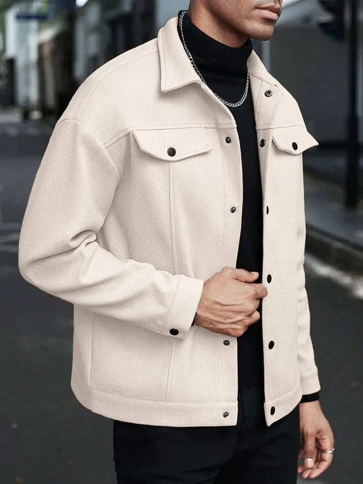 Veste Homme Boutonnée avec Poches Poitrine Style Urbain