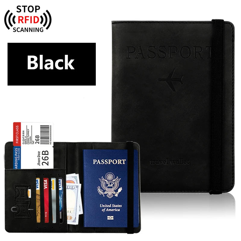 Porte-passeport de voyage en PU avec rangements cartes