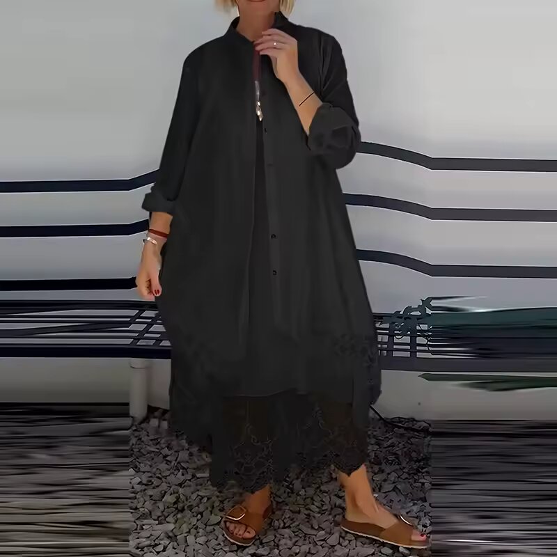 Ensemble robe femme avec cardigan fluide et dentelle