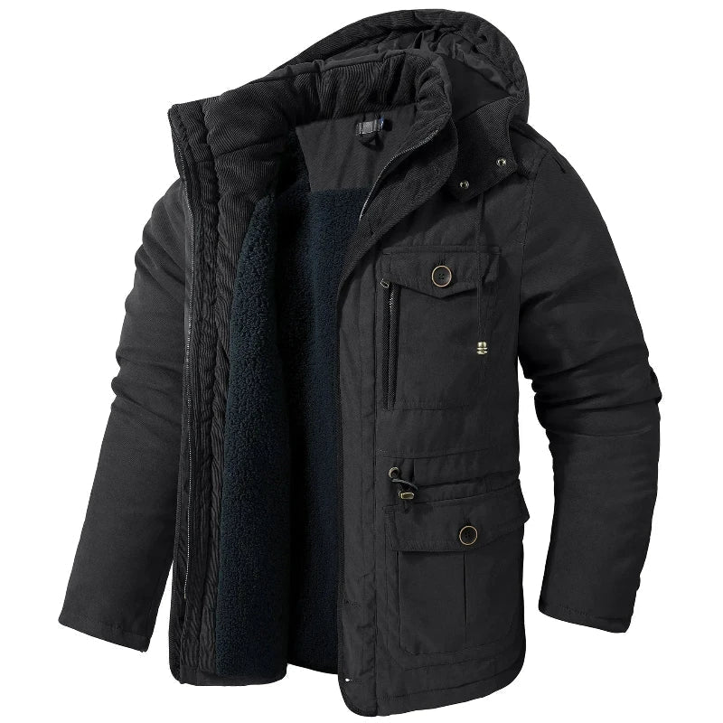 Parka homme chaude à capuche amovible