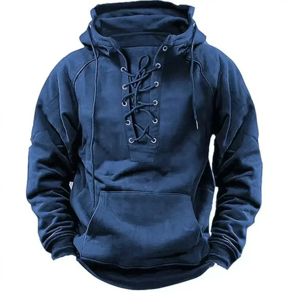 Sweat à capuche homme épais à col lacé style vintage