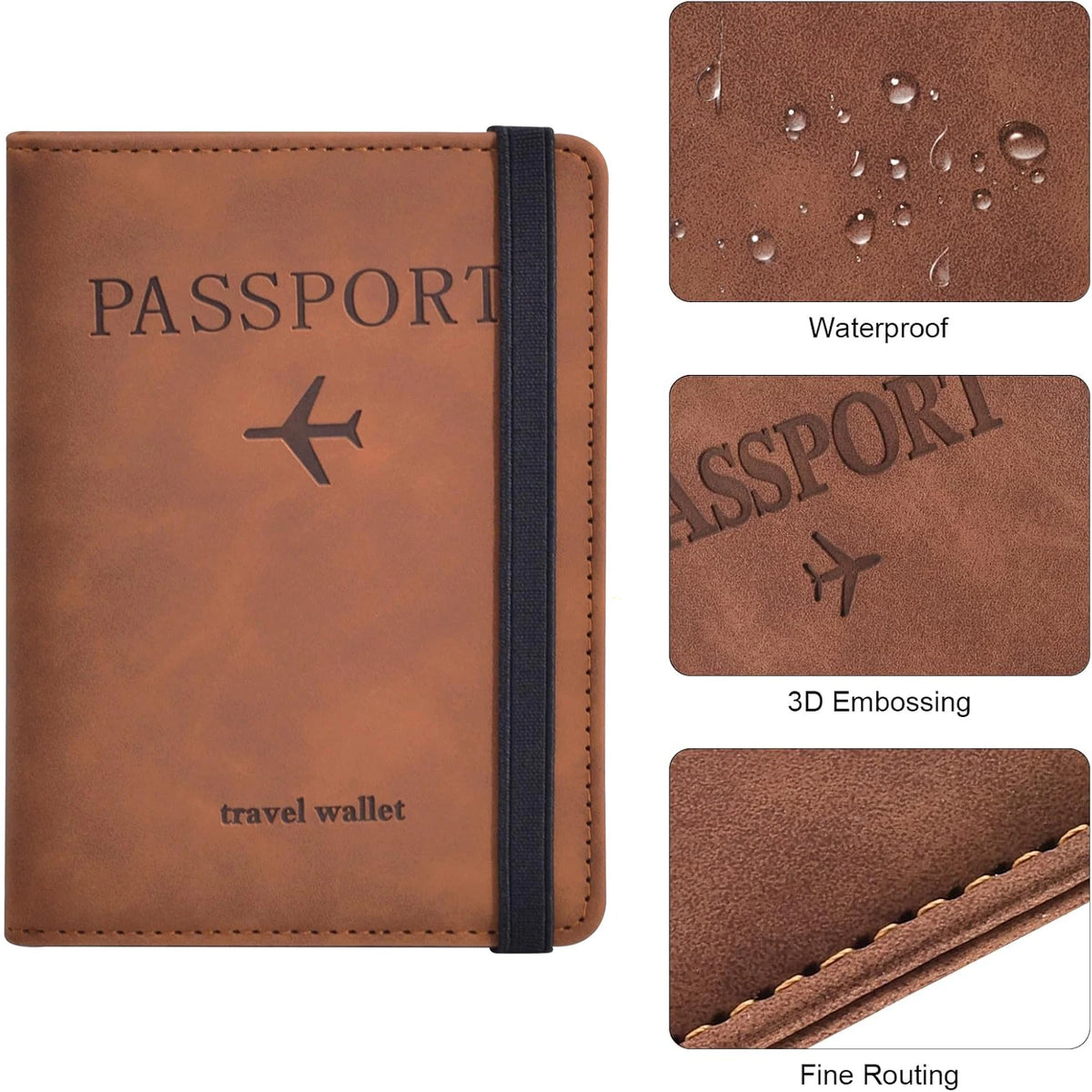 Porte-passeport de voyage en PU avec rangements cartes